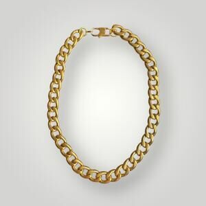 Vintage Heavy 18K GP Cuban Link Necklace 105g Chunky Gold Tone Statement Chain